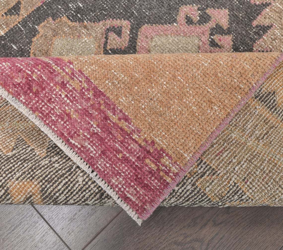 3x13 Vintage Turkish Oushak Runner, Purple Hand Knotted Wool Carpet, Hallway Rug, One Of A Kind, Anatolian, Boho Decor, Shabby Chic photo Textiles