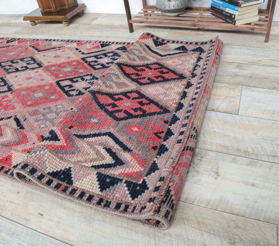 3x10 Diamonds Vintage Turkish Oushak Runner, Hand Knotted Wool Carpet, Hallway Rug, One Of A Kind, Anatolian, Boho Decor, Shabby Chic photo buy