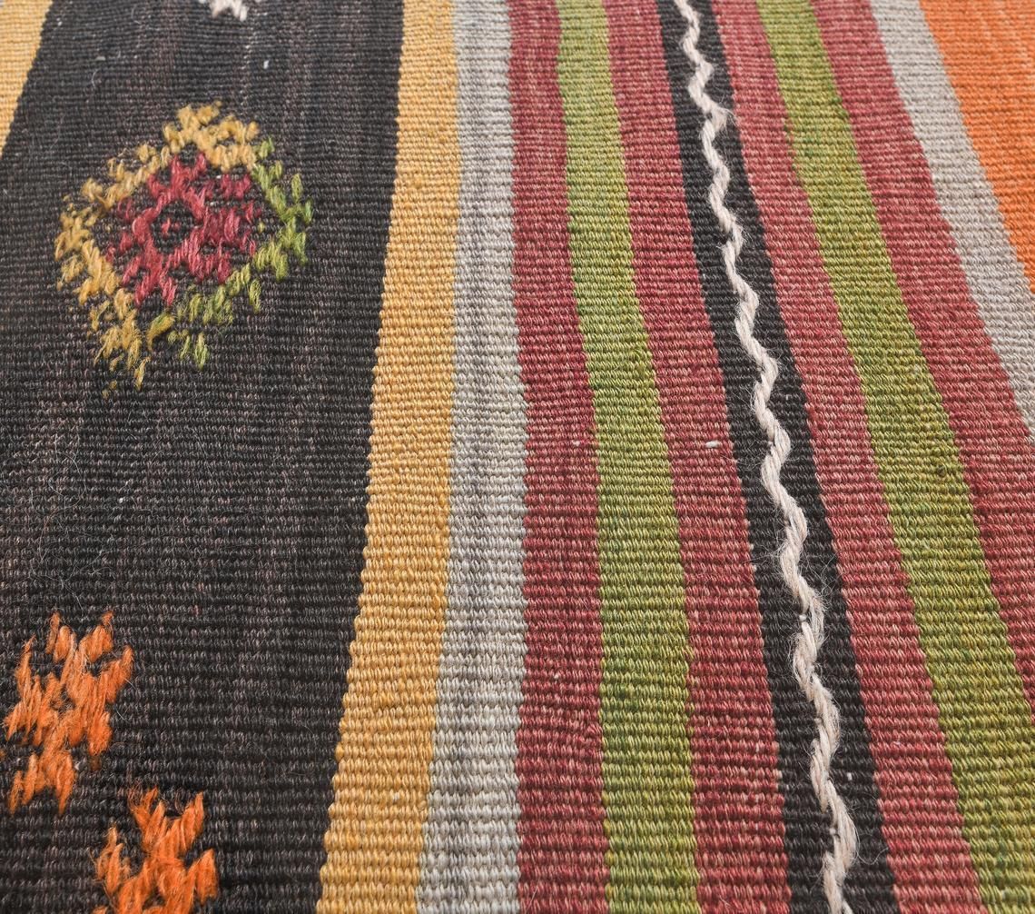 5x10 Vintage Turkish Kilim Area Rug, Orange Oushak Handmade Wool Flatweave Rugs, Farmhouse Decor, One Of A Kind, Bohemian, Made In Sivas photo Textiles