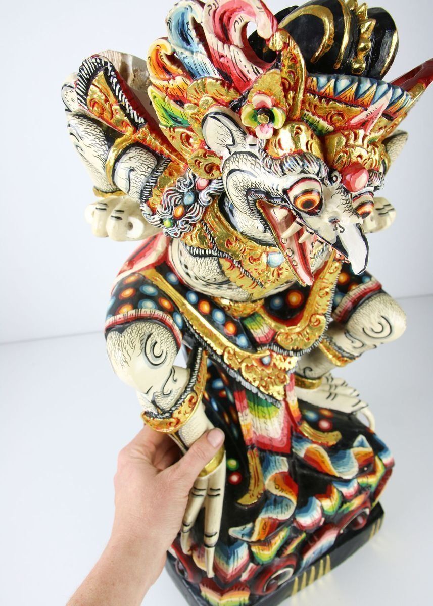 Vintage Hand Carved Colourful Balinese Sculpture photo for sale