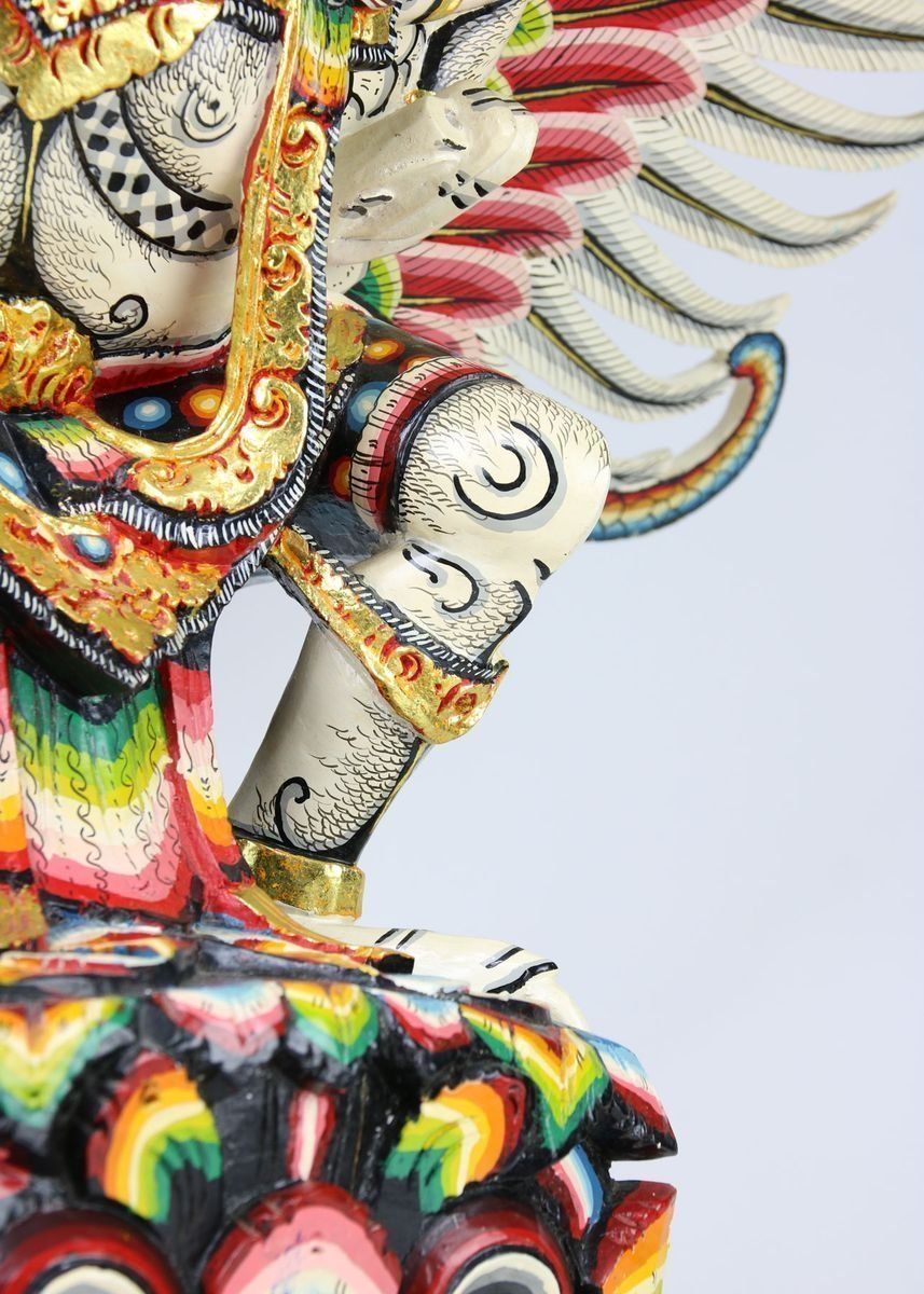 Vintage Hand Carved Colourful Balinese Sculpture photo vinterior