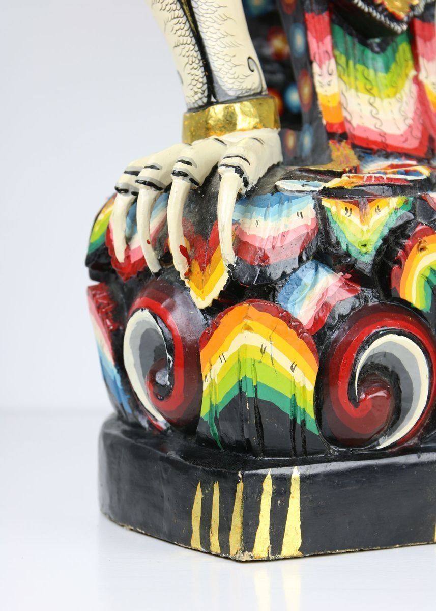 photo for sale Vintage Hand Carved Colourful Balinese Sculpture