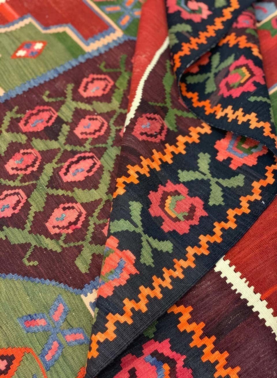 photo furniture Antique Rugs Caucasian Karabagh Kilim Rug, Handmade Carpet Wool Geometric Kilims 147x248cm