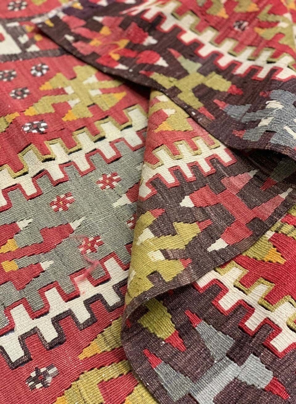 Rare Handmade Flatwoven Turkish Kilim Rug, Oriental Wool Rug  160x200cm photo 2400.0