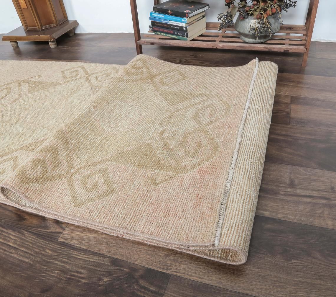 3x12 Faded Orange Vintage Turkish Oushak Runner, Handmade Wool Carpet, Geometric Hallway Rug, Farmhouse Decor One Of A Kind Anatolian photo buy