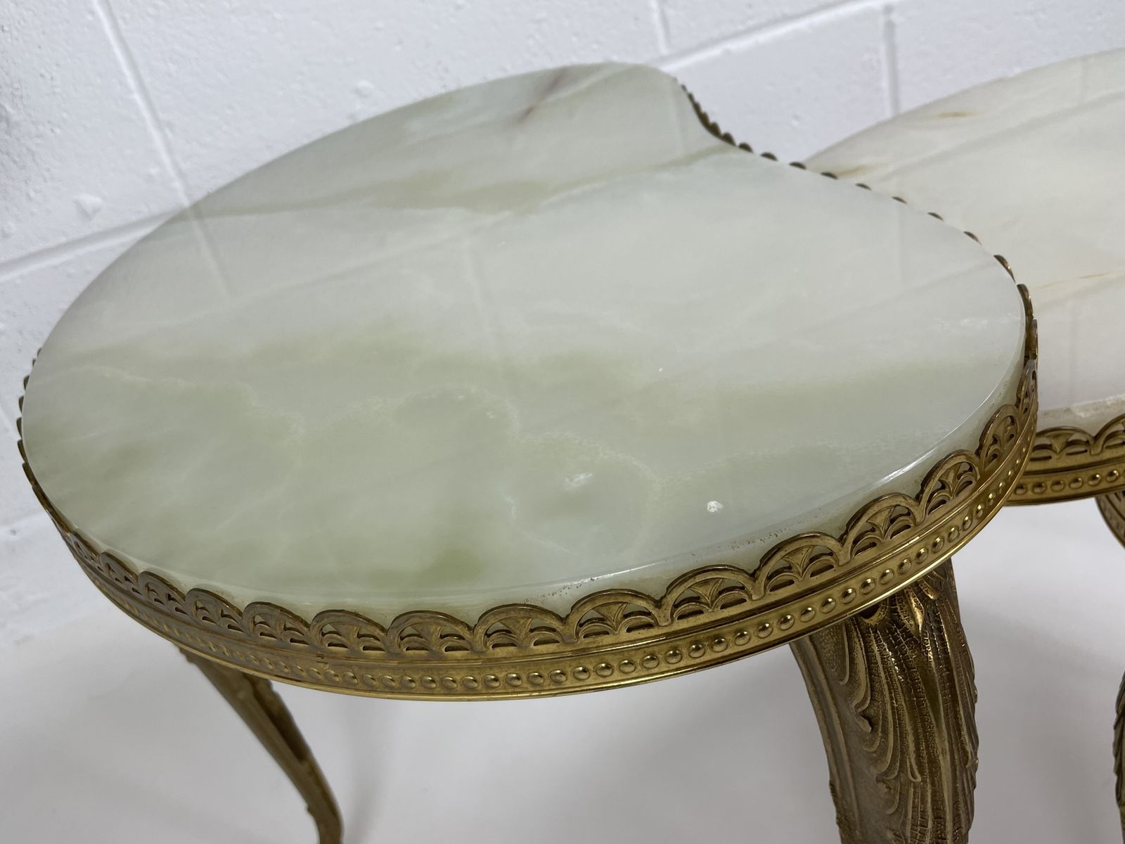 Hollywood Regency Onyx & Gilt Metal Italian Nest Of Tables photo for sale