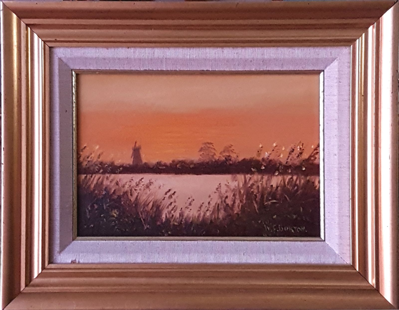 Oil On Board By William Francis Burton. Sunset, Hickling.