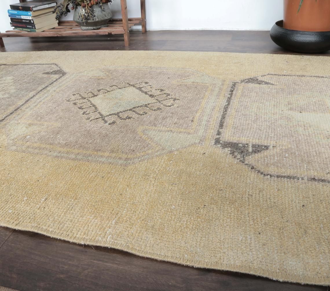 3x10 Turkish Neutral Vintage Runner, Oushak Handmade Wool Rug, Tan Hallway Rugs, Farmhouse Decor, One Of A Kind, Made In Anatolia photo 333.0