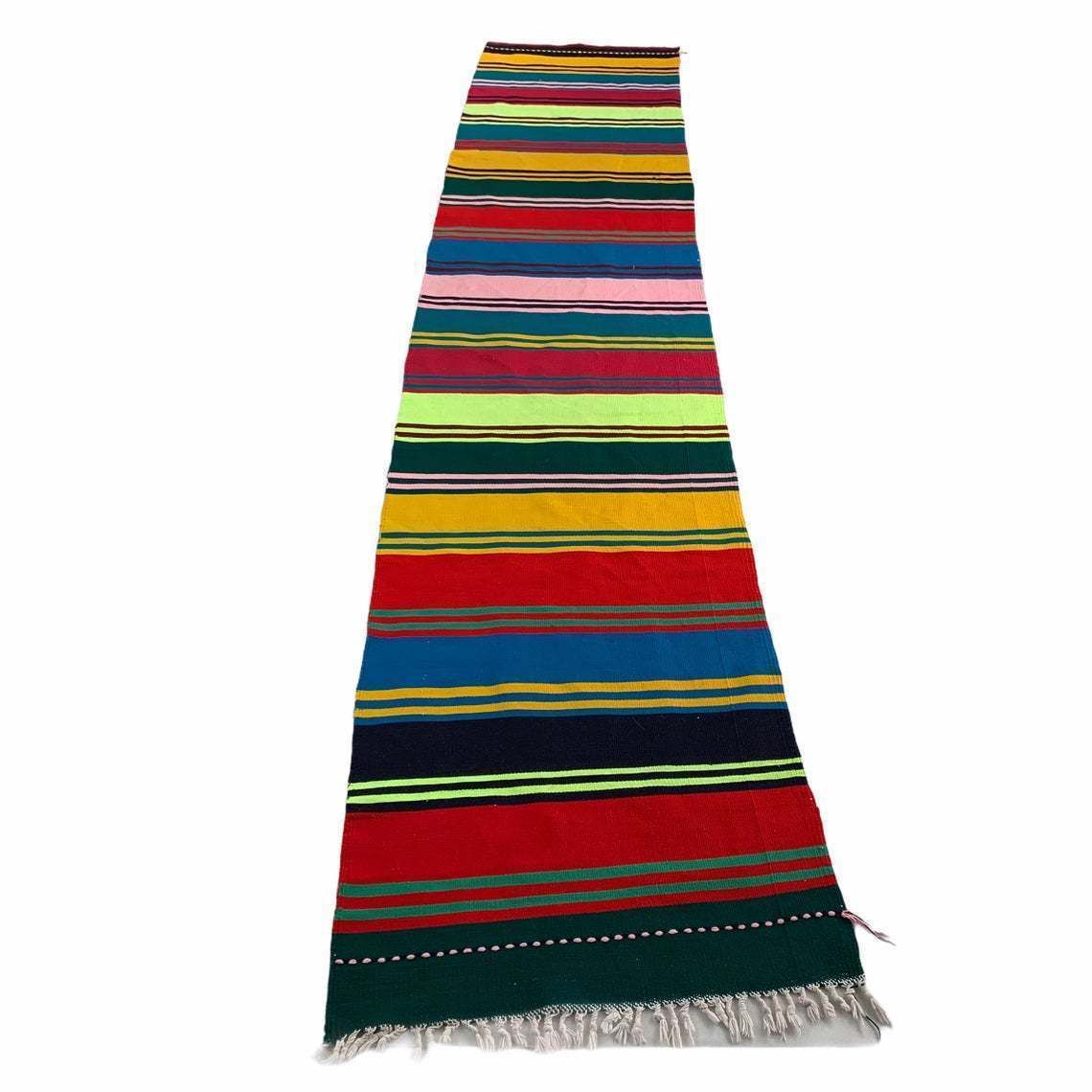 Traditional Turkish Kilim Rug Runner , Vintage Turkish Wool Country Home Kelim Runner 290 X 61 Cm