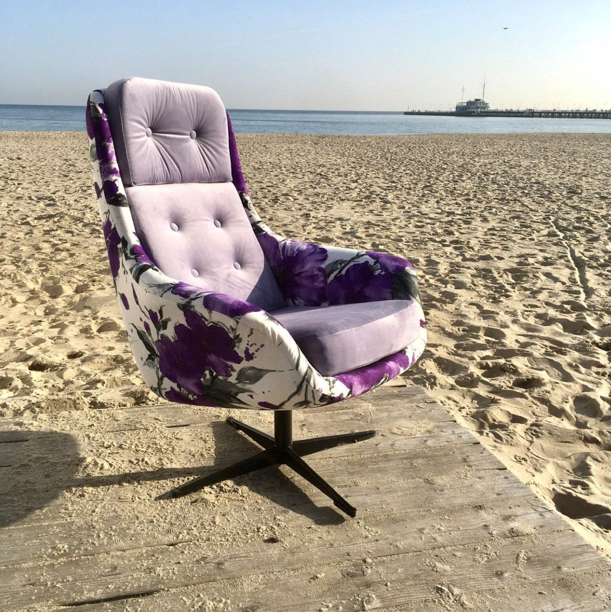 Original And Very Comfortable Polish Vintage Swivel Chair Wega From 70s In Velvet photo vintage