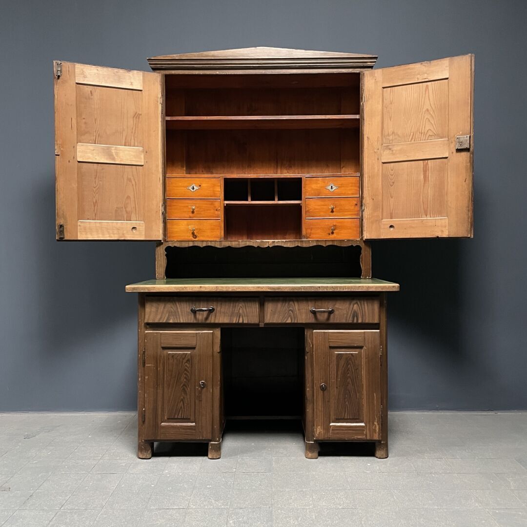 photo furniture Geschilderd Grenenhouten Bureau Met Wandkast