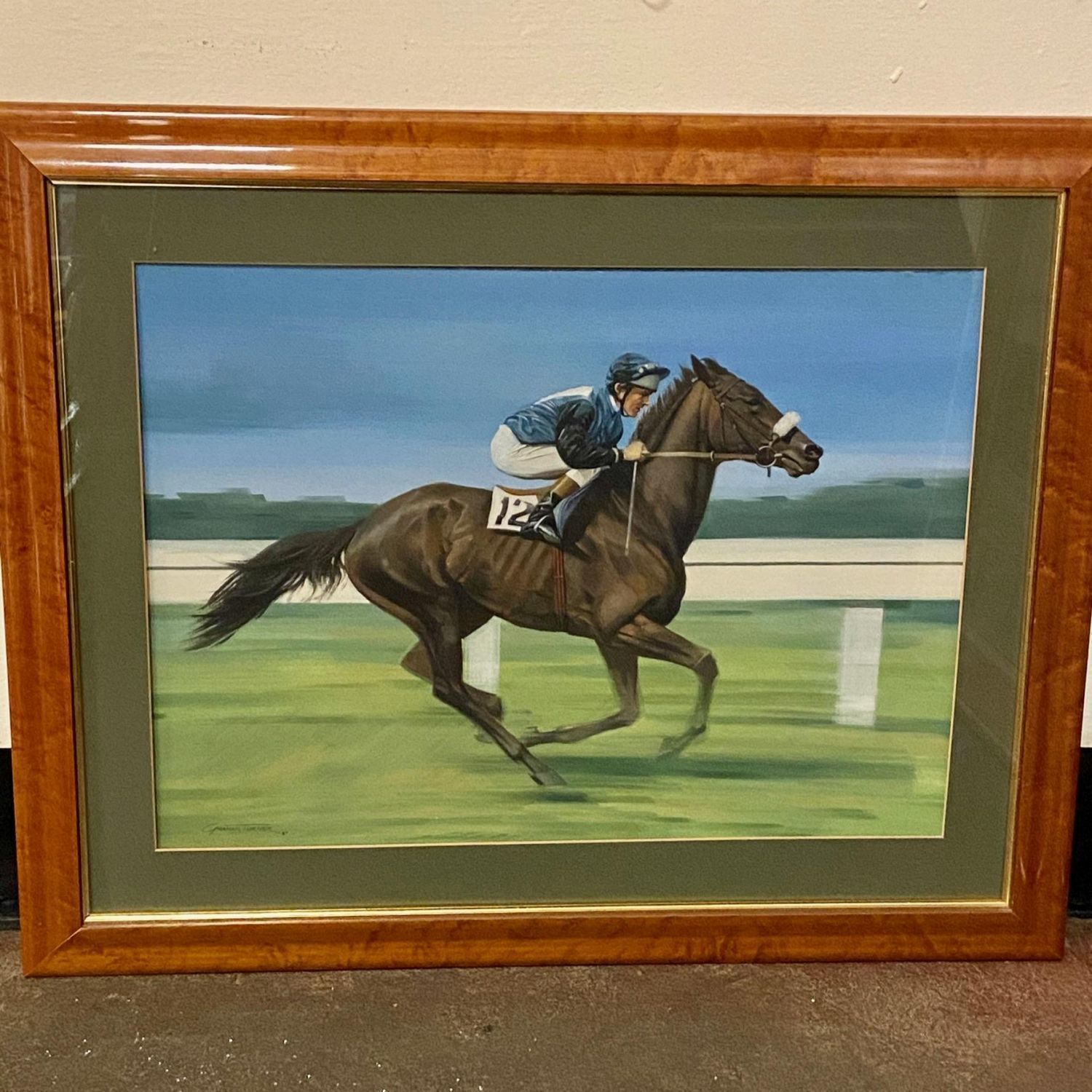 Graham Turner:  Oil On Canvas Of A Jockey And Racehorse In Action