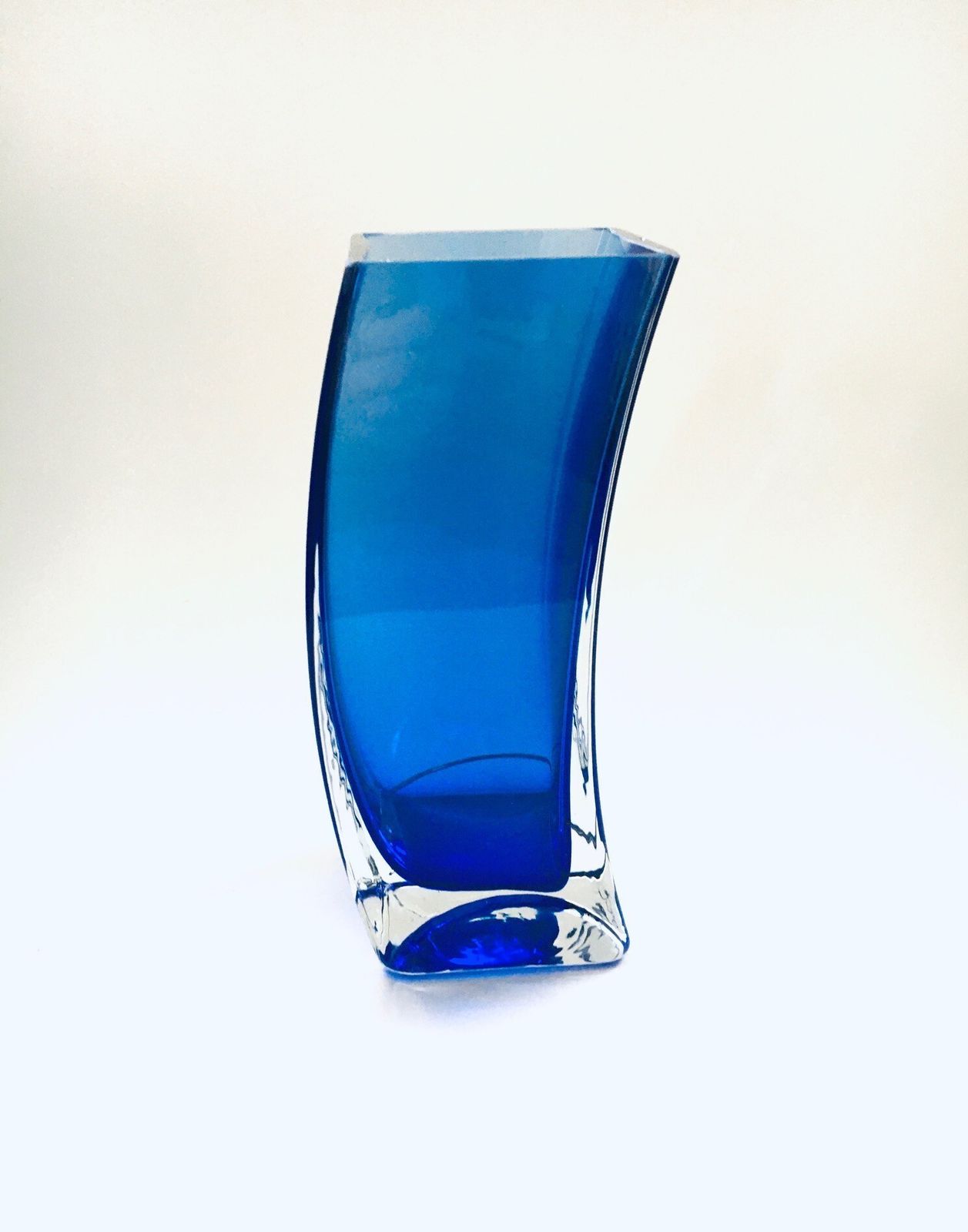 Postmodern Design Blue Art Glass Vase By Krosno, Poland 1980s