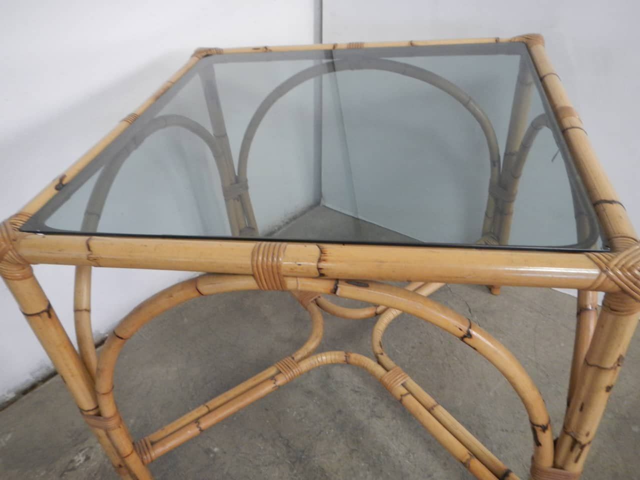 Rattan Table, Italy, 1970s photo for sale
