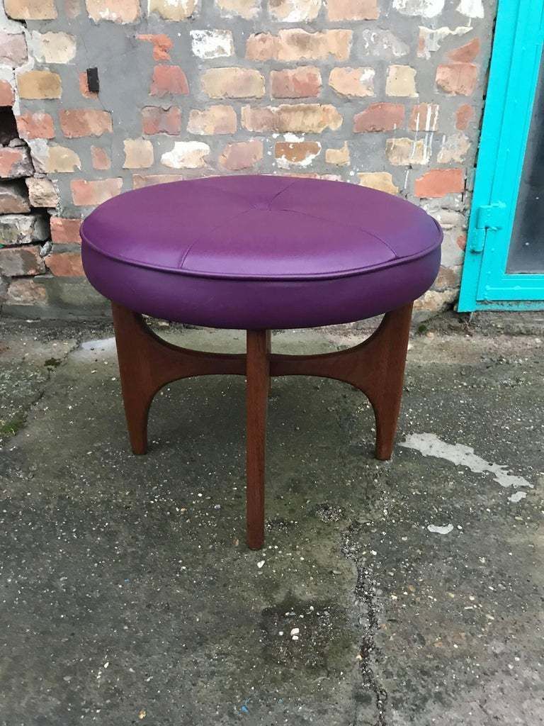 Vintage G Plan Teak Stool, Ottoman, 1960 S Astro Danish Midcentury photo vintage