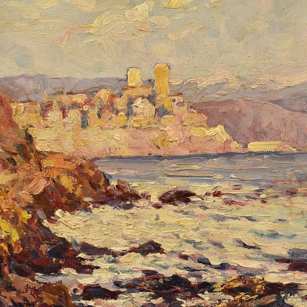 Little Seascape Painting, Nature Painting, Oil On Canvas, Early 20 Th Century. (Qm288) photo for sale