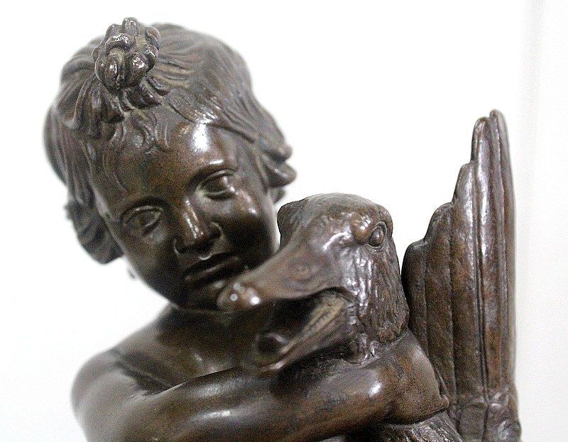 Bronze Of A Cherub Holding A Goose, By A. Collas   19th Century photo 1228.79