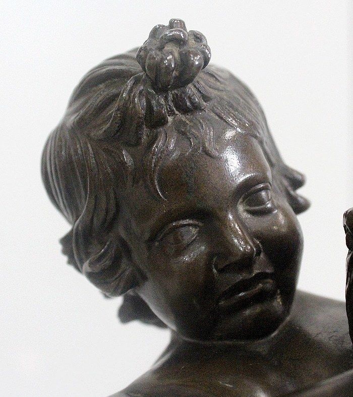 Bronze Of A Cherub Holding A Goose, By A. Collas   19th Century photo buy