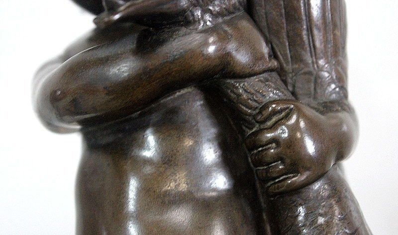 photo furniture Bronze Of A Cherub Holding A Goose, By A. Collas   19th Century