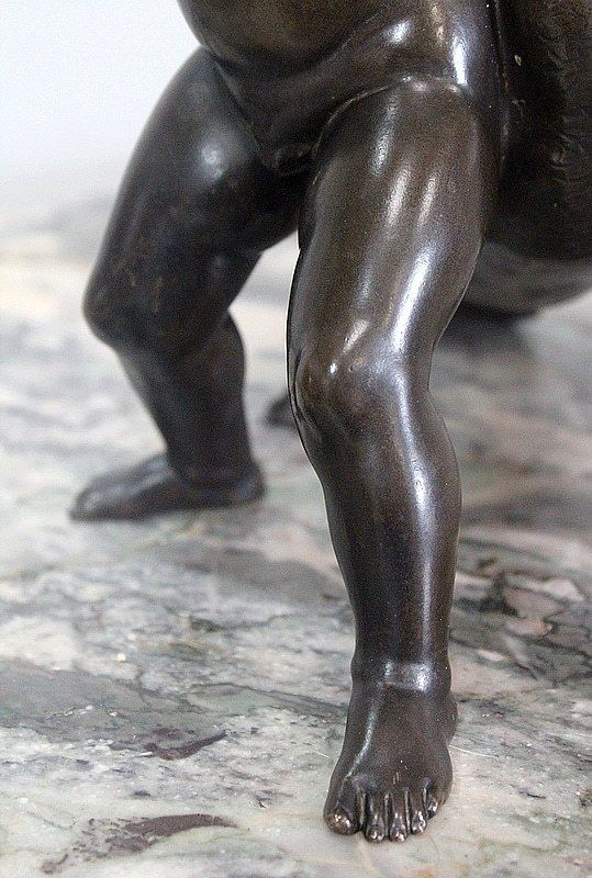 photo buy Bronze Of A Cherub Holding A Goose, By A. Collas   19th Century