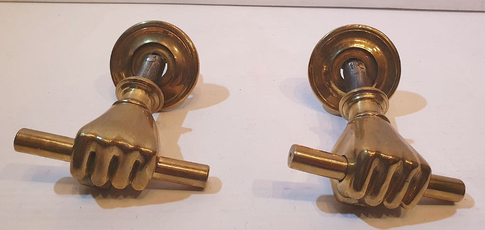 Pair Of 19th Century Brass Fist Shaped Door Pulls