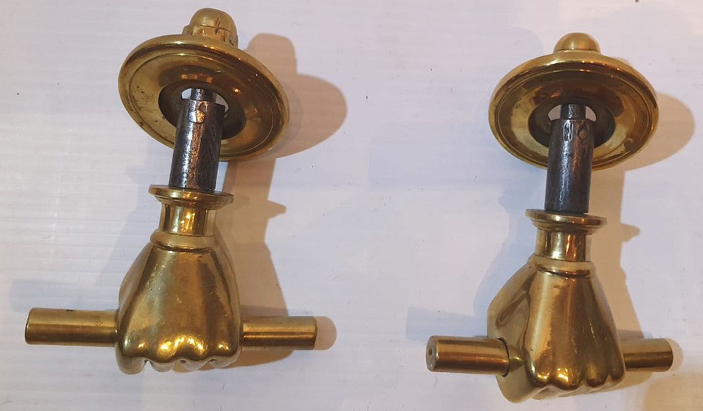Pair Of 19th Century Brass Fist Shaped Door Pulls photo furniture