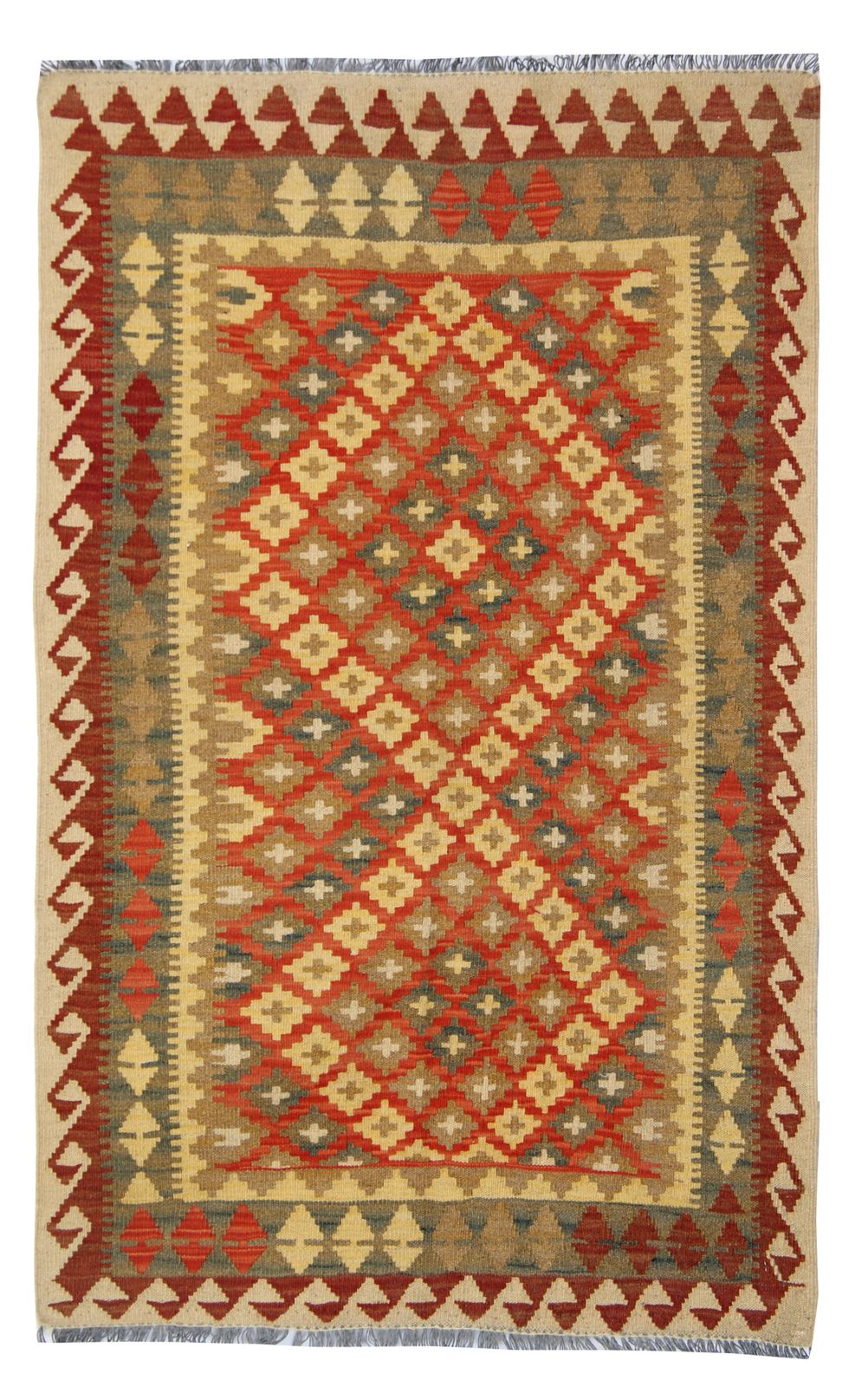 Traditional Afghan Kilims Area Rug Handmade Carpet Flatwoven Area Rug  102x165cm