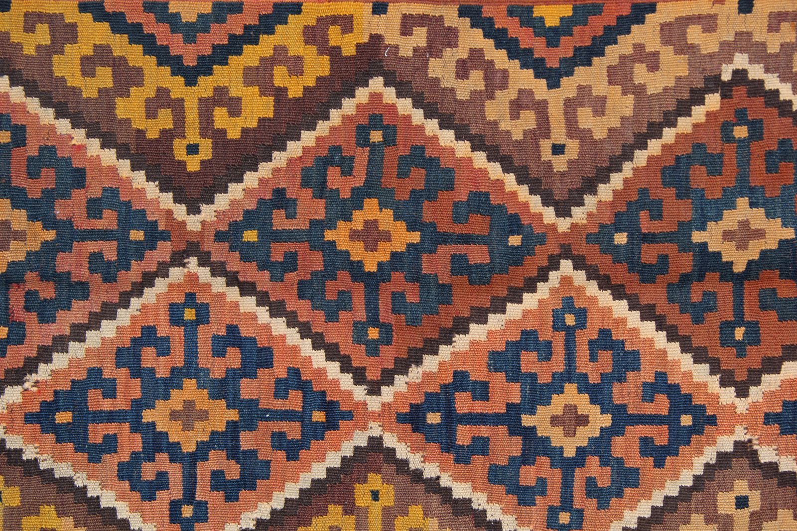 Traditional Flat Woven Afghan Kilim Runner Rug, Tribal Geometric Carpet 95x110cm photo Textiles
