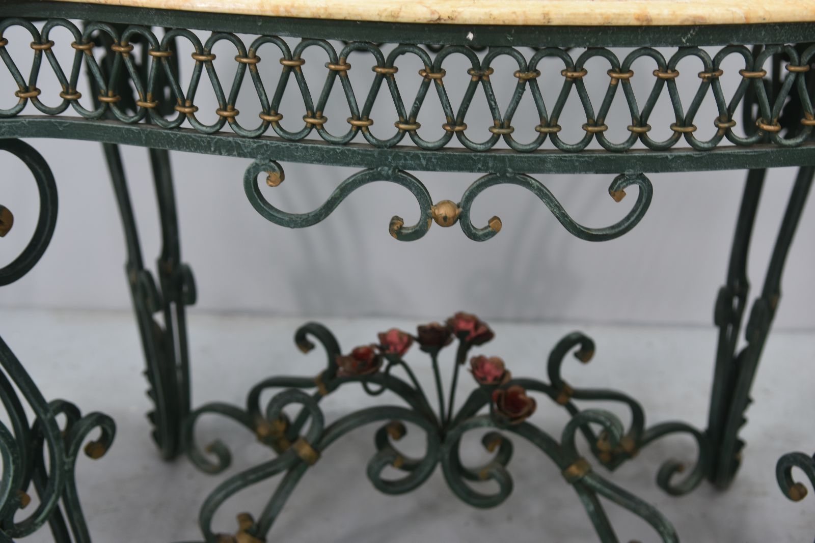 1940 Style Wrought Iron Center Table With Marble Top photo Furniture