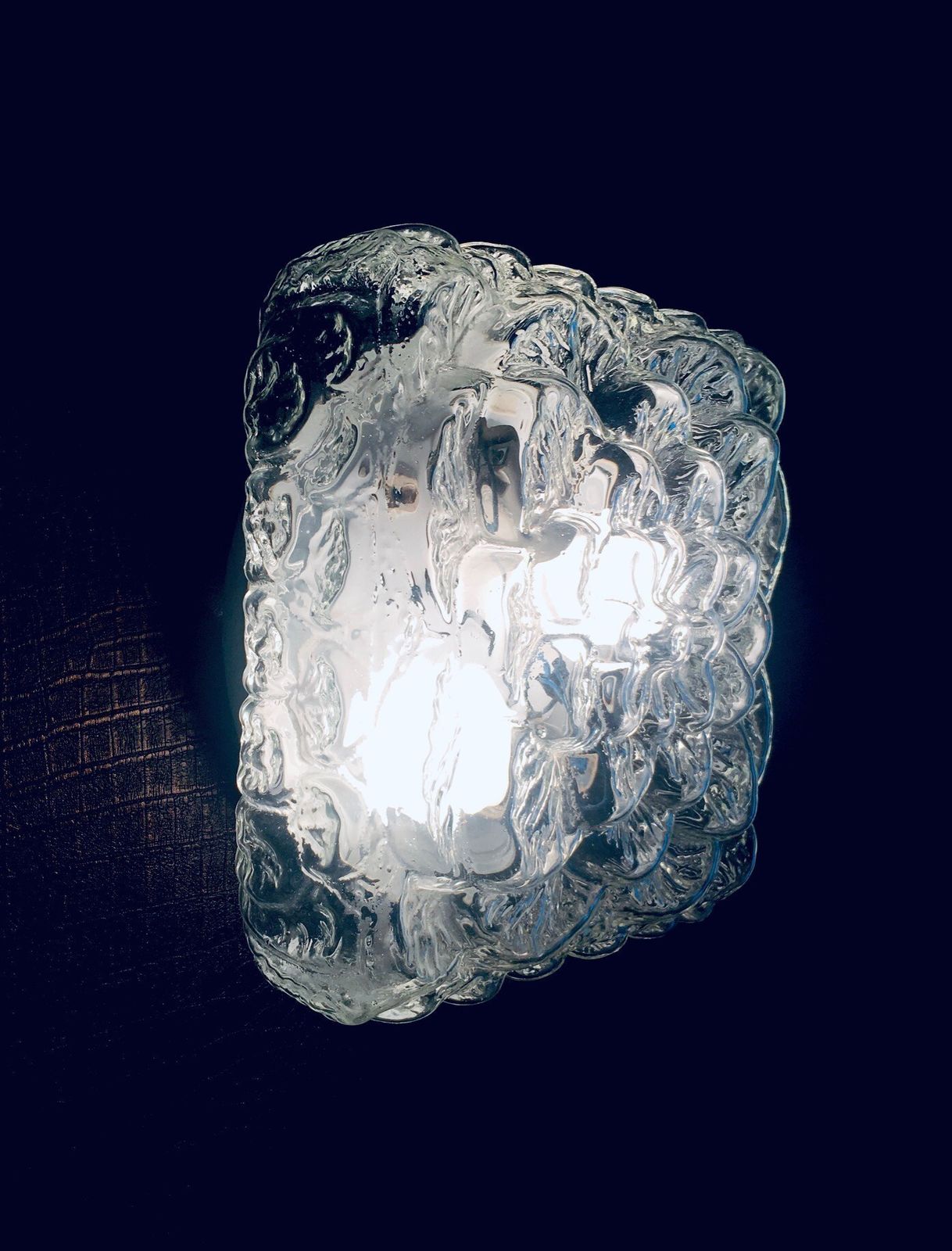 153.76 Mid Century Modern Bloem  En Bladmotief Glazen Wandlamp Van Rzb Leuchten, Jaren 1960 photo