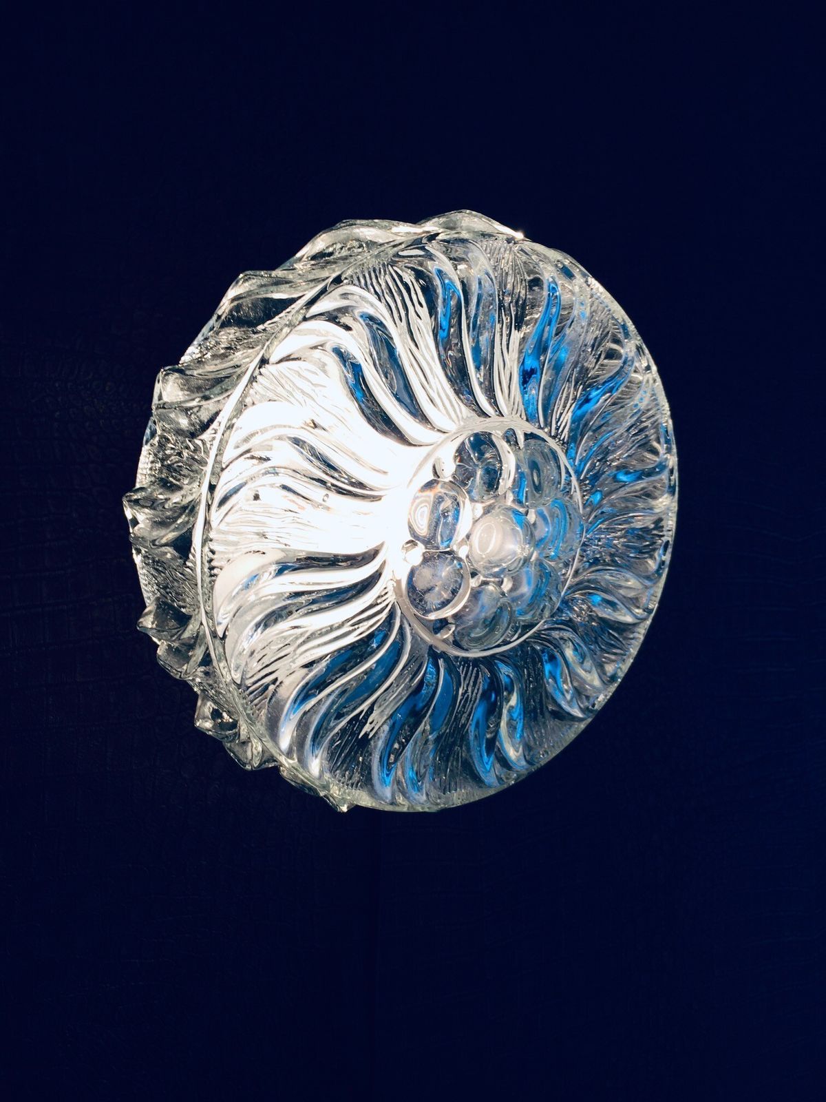 Mcm Design Heavy Glass Swirl Pattern Wall Lamp Sconce 1960s photo vintage
