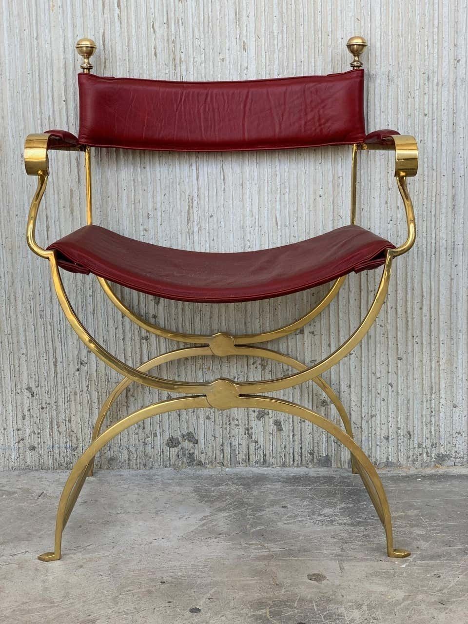 Fauteuils Savonarola de metteur en scène italiens, chromés et en cuir, Hollywood Regency, années 1960 photo buy