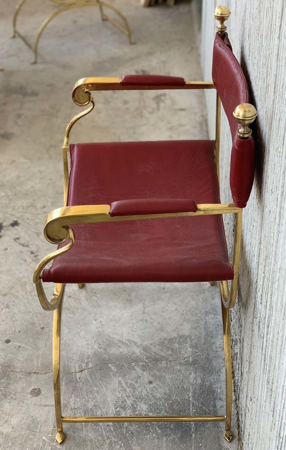 19775.0 Fauteuils Savonarola de metteur en scène italiens, chromés et en cuir, Hollywood Regency, années 1960 photo