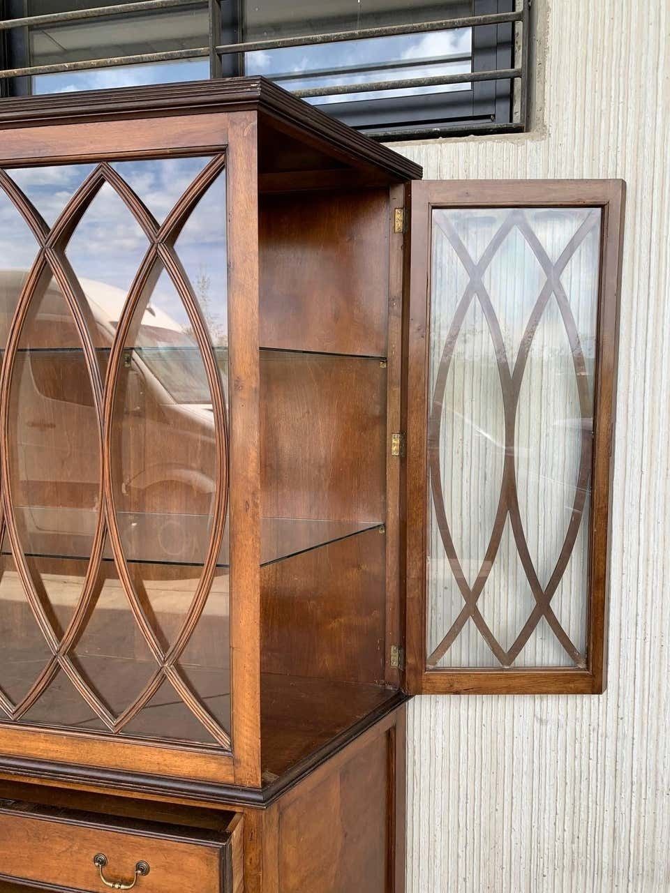 Vitrine Art Nouveau française en bois fruitier, quatre tiroirs photo vintage