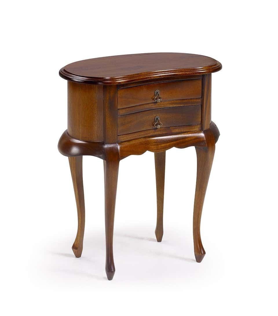 20th Century Pair Of Mahogany Nightstands With Kidney Shape And Two Drawers photo furniture