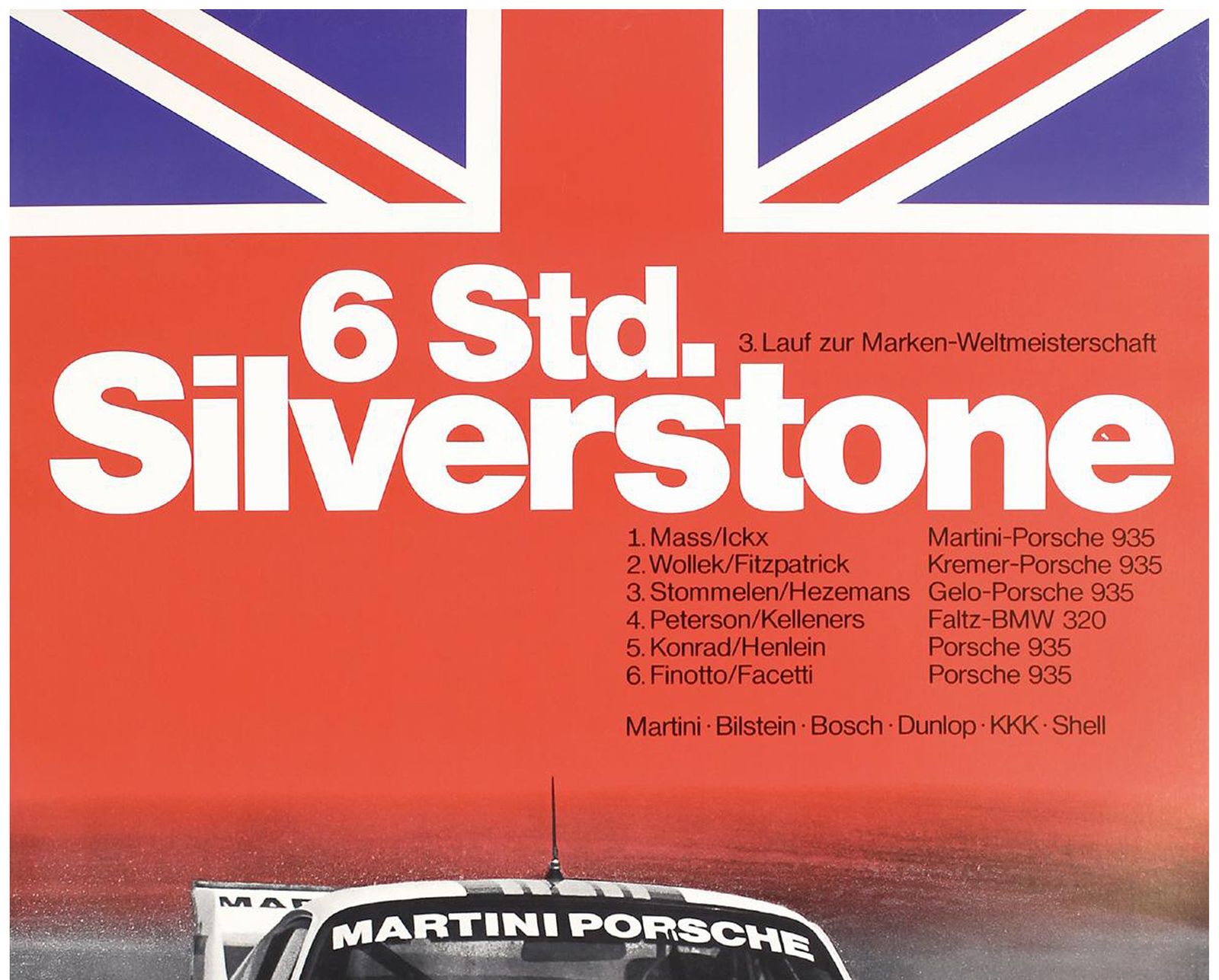 Original Vintage Porsche Silverstone Poster   Martini Porsche 935 Race Car   1977 Silverstone 6 Hours Race World Championships photo furniture
