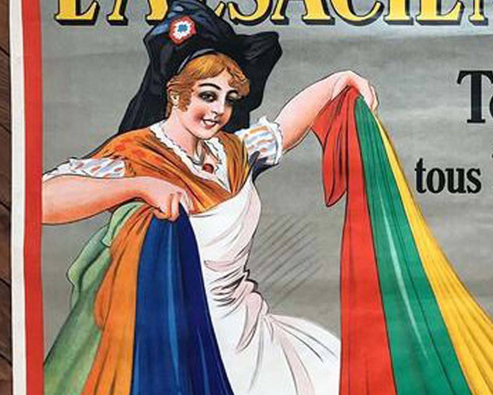 Original Vintage 20s Laudry Poster By Dorfi   Featuring L'alsacienne Teint Tous Tissus   1920s photo buy