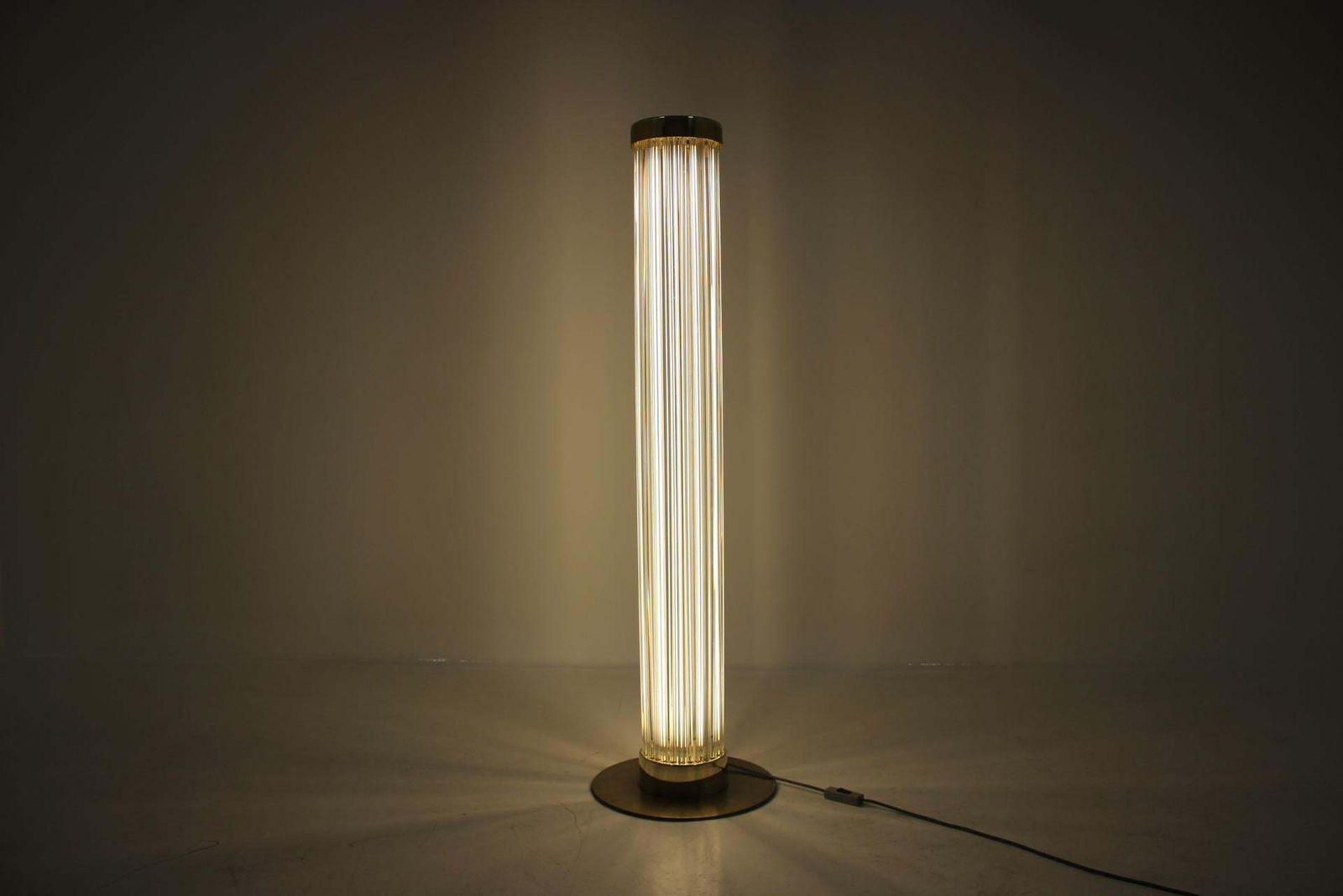 Rare Design Brass And Art Glass Modern Floor Lamp Kamenický šenov/Preciosa, 1960 photo vintage