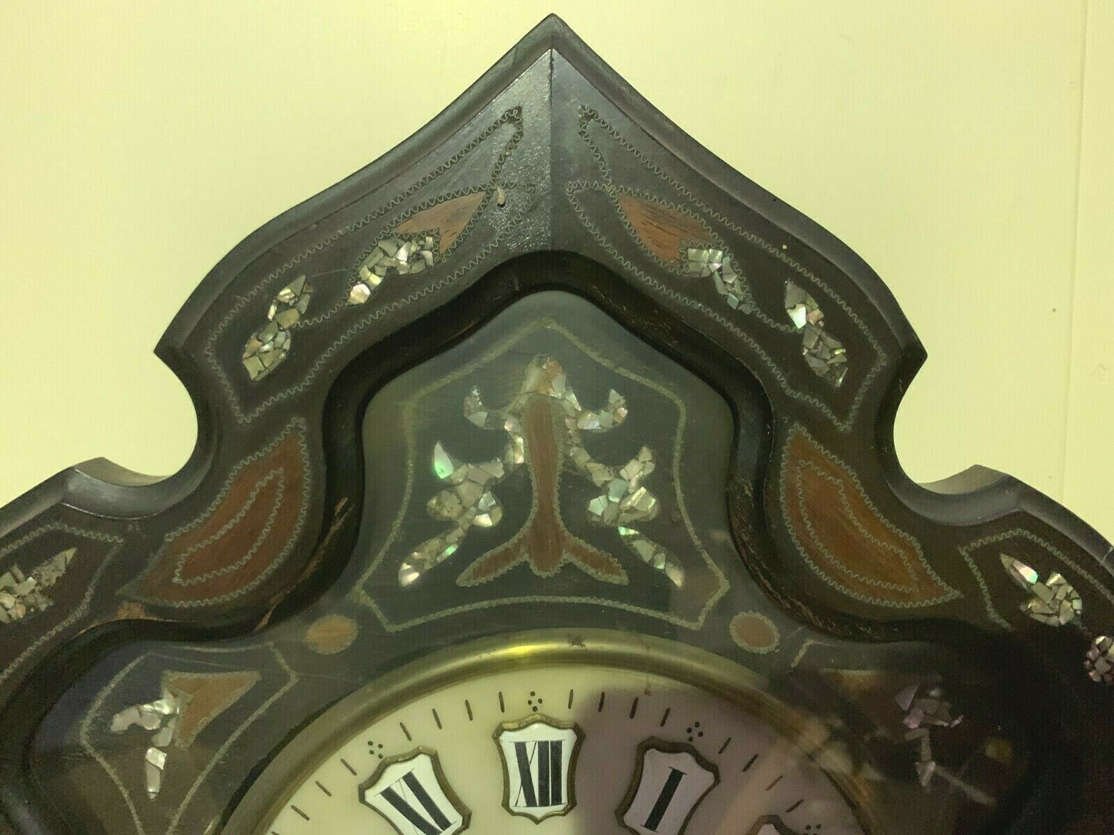 Napoleon III Wall Clock Bull's Eye 19th Century Mother Of Pearl Pendulum photo for sale