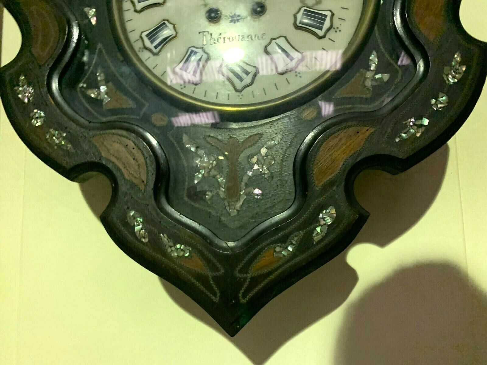 Napoleon III Wall Clock Bull's Eye 19th Century Mother Of Pearl Pendulum photo 456.14