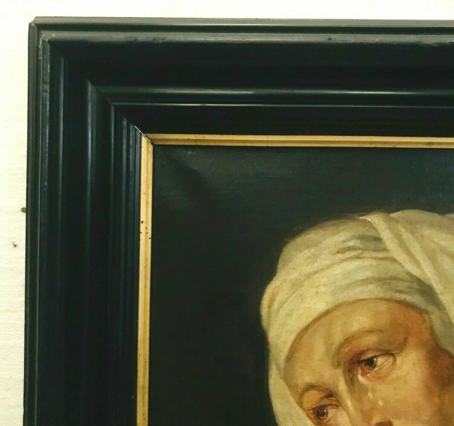 Oil On Canvas Young Woman In Prayer Table Portrait XIX Century photo for sale