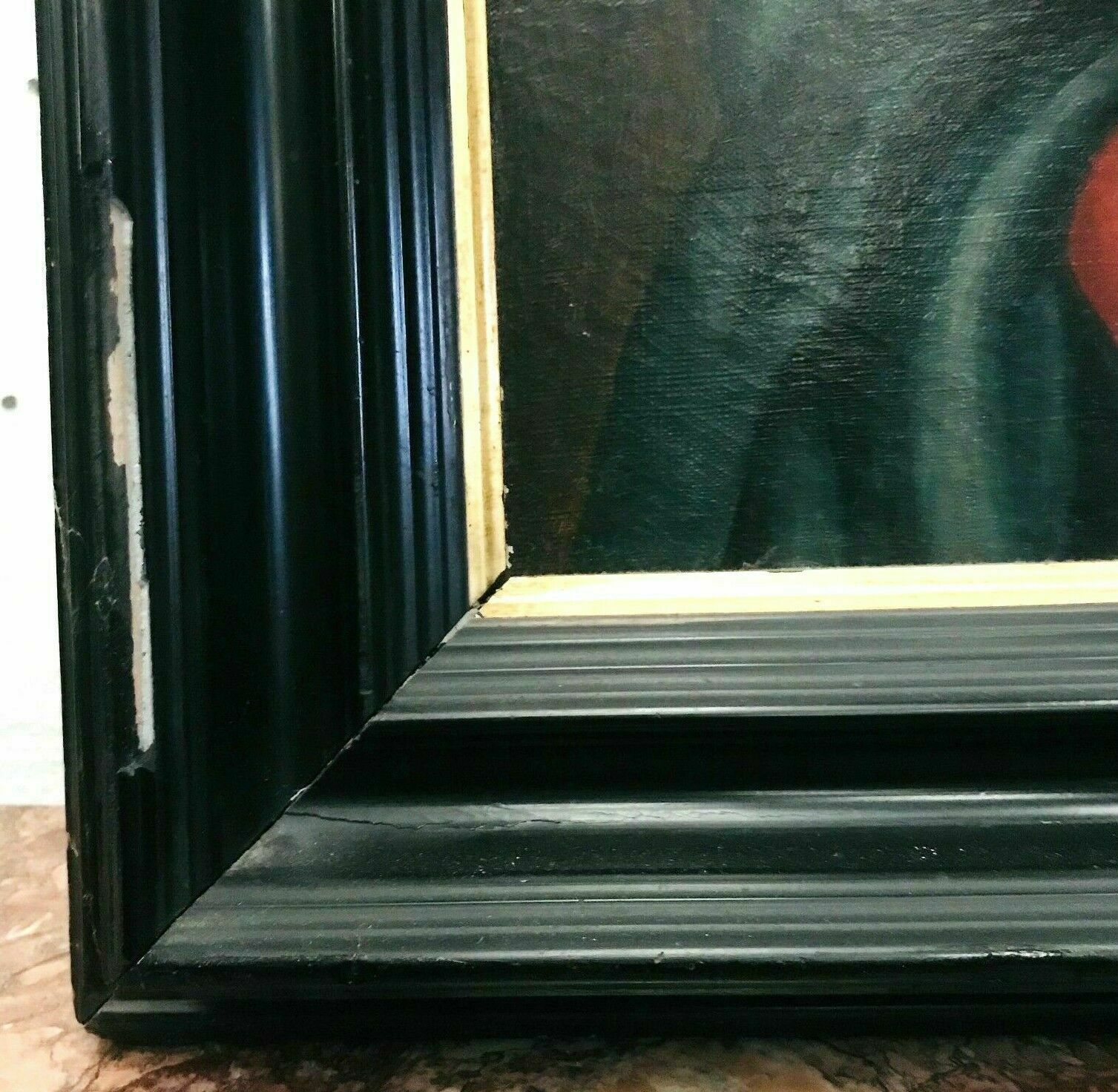 Oil On Canvas Young Woman In Prayer Table Portrait XIX Century photo vinterior