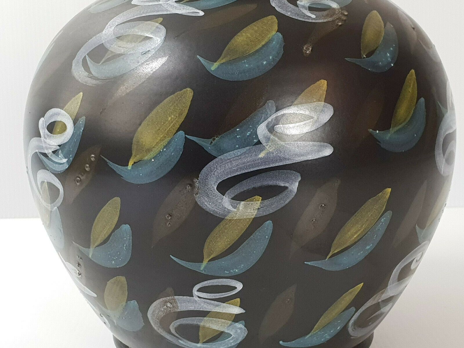 Superb Black Ceramic Ball Vase 1950 1960 Vintage Sign 50s 1950s 60s 1960s photo for sale