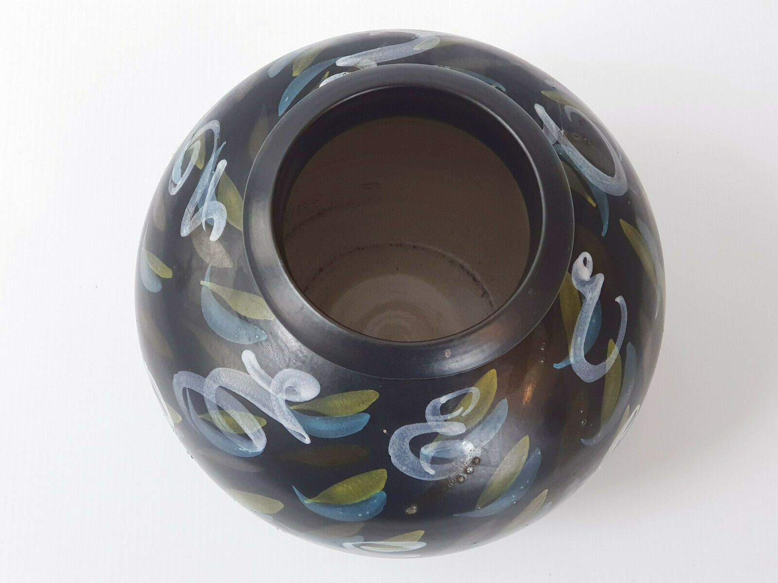 Superb Black Ceramic Ball Vase 1950 1960 Vintage Sign 50s 1950s 60s 1960s photo Home Decor