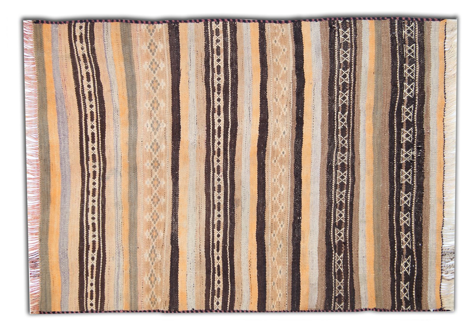 Vintage Kilim Neutral Coloured Flat Woven Wool Rug  Handmade Carpet  98x250cm photo for sale