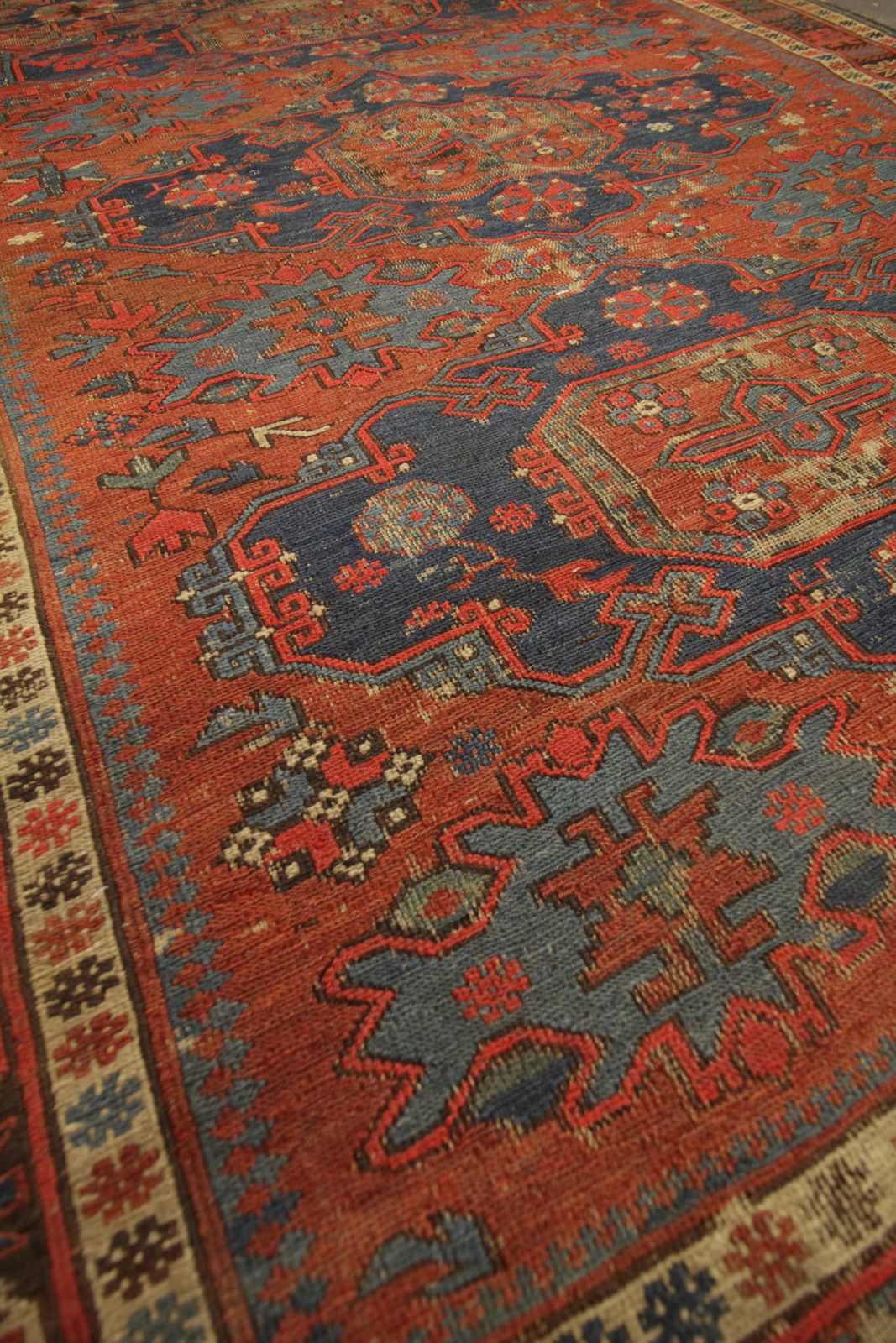 Old Worn Wool Afghan Kilim Area Rug  Handmade Geometric Wool Rug 127x170cm photo 1460.0