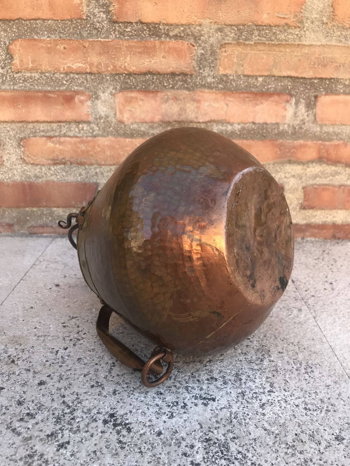 Vintage Spanish Patinated Brass And Copper Pot, 1970s photo buy