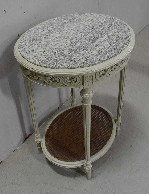 Rechampi And Cannage Wooden Pedestal Table, Louis XVI Style 1920 photo furniture