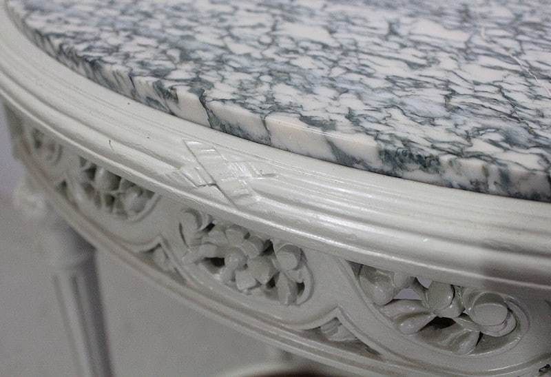 Rechampi And Cannage Wooden Pedestal Table, Louis XVI Style 1920 photo vintage