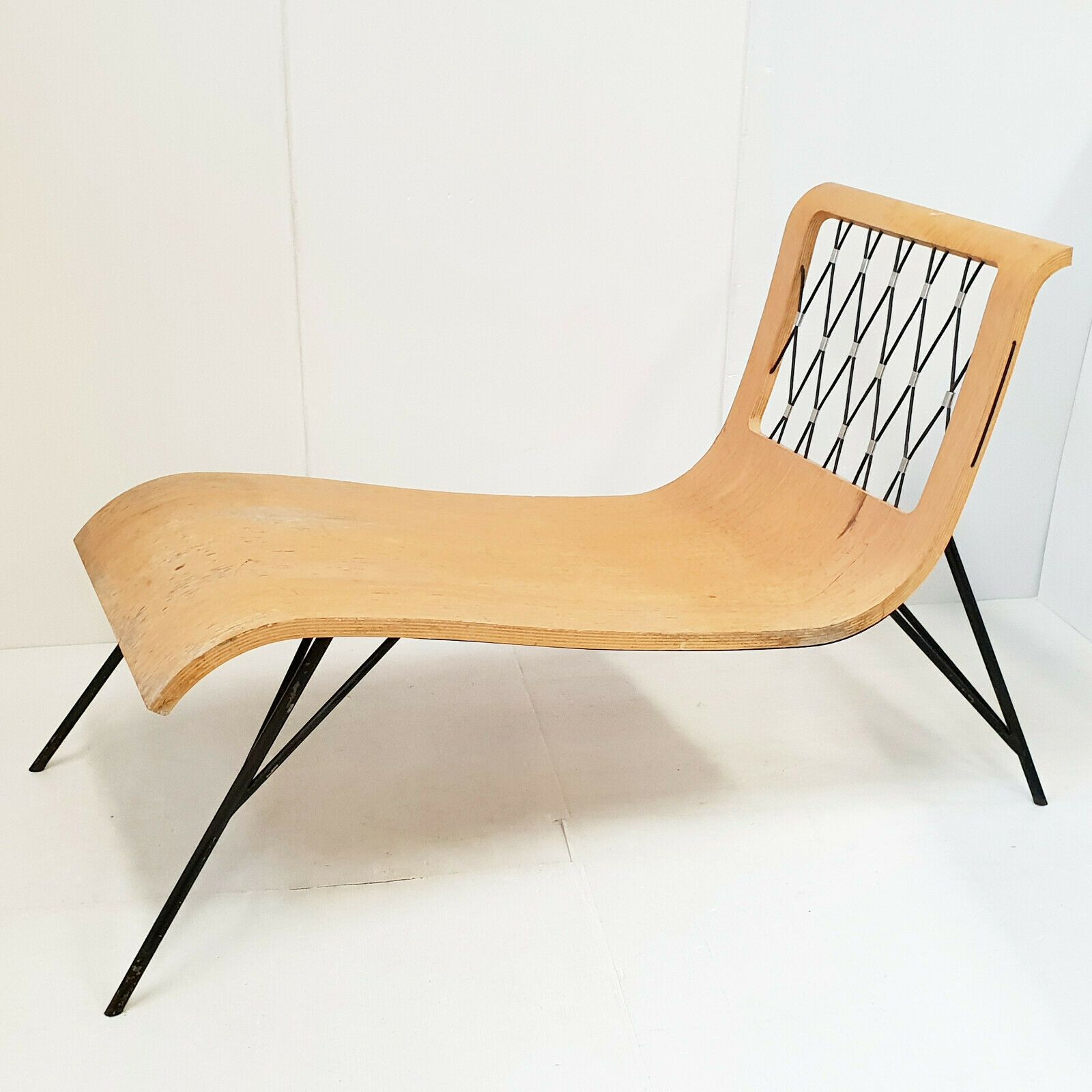 Sublime 1950 Vintage Long Chair Dlg Jean Prouve Jules Leleu Wood Thermoform